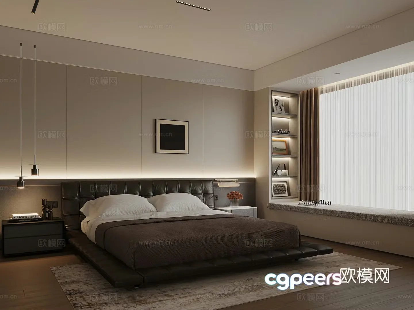 Modern bedroom Italian bedroom desk 3d model