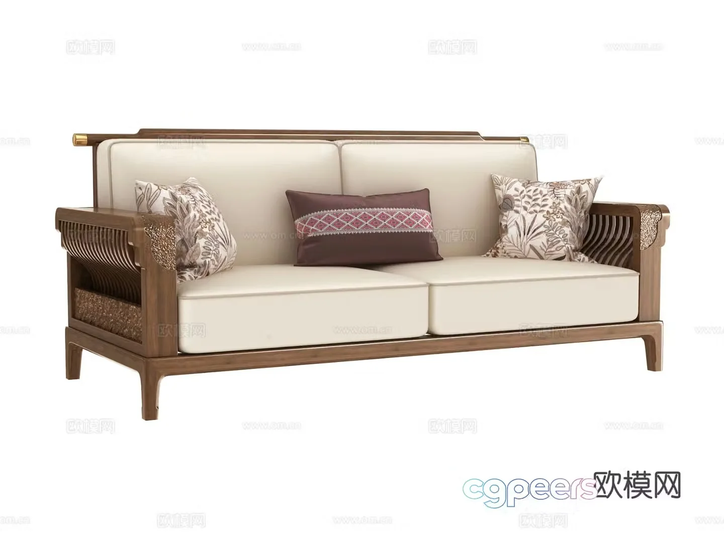 Chinese double sofa 3d model