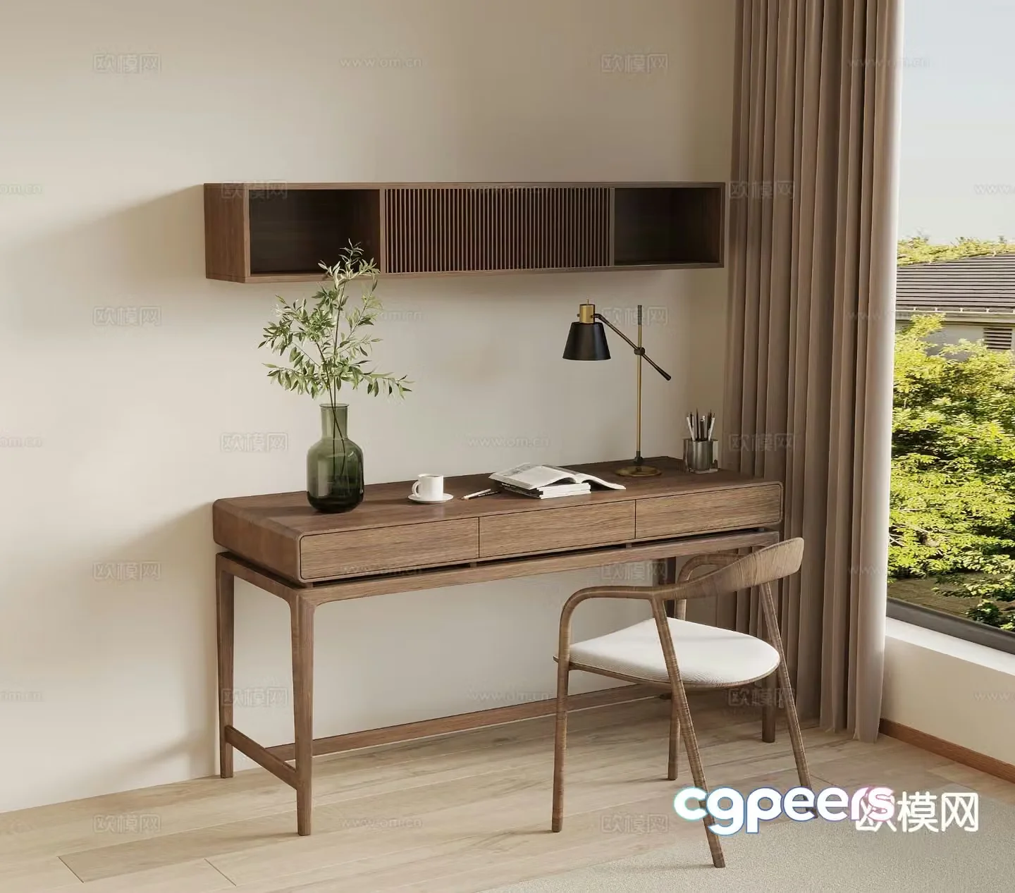 New Chinese style desk writing desk computer desk 3d model