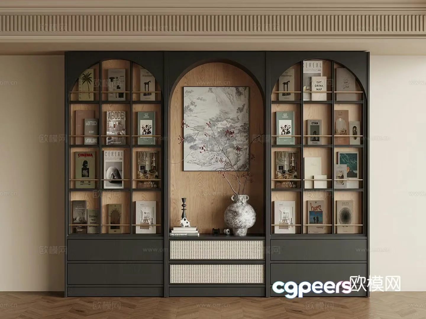 French retro bookcase locker 3d model