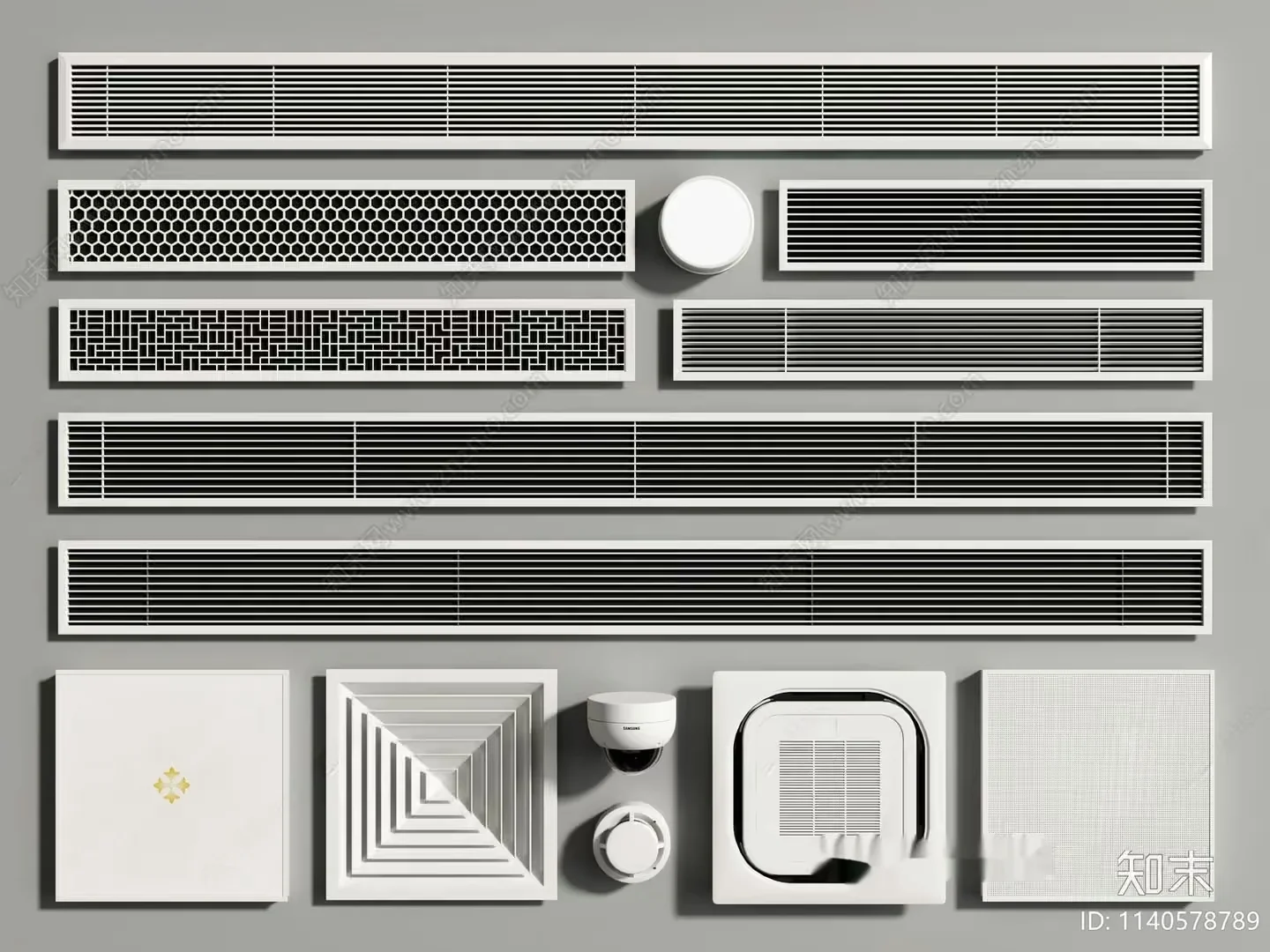 A Collection Of White Home Security And Heating Elements 3D Model – 3176 – VRAY Render