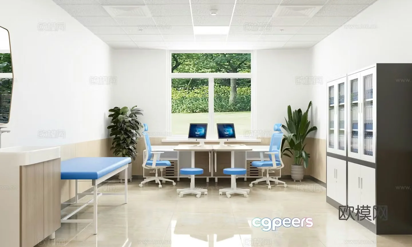 Modern clinic double clinic community clinic modern clinic desk clinic bed 3D model