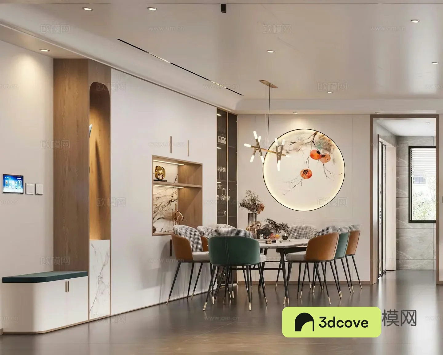 Modern restaurant Light luxury restaurant Dining table Wine cabinet Shoe cabinet New Chinese restaurant Living and restaurant