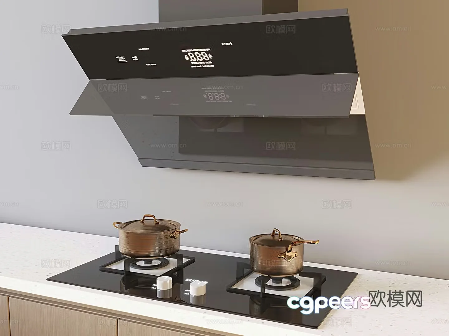 Modern range hood range hood gas stove stove 3d model