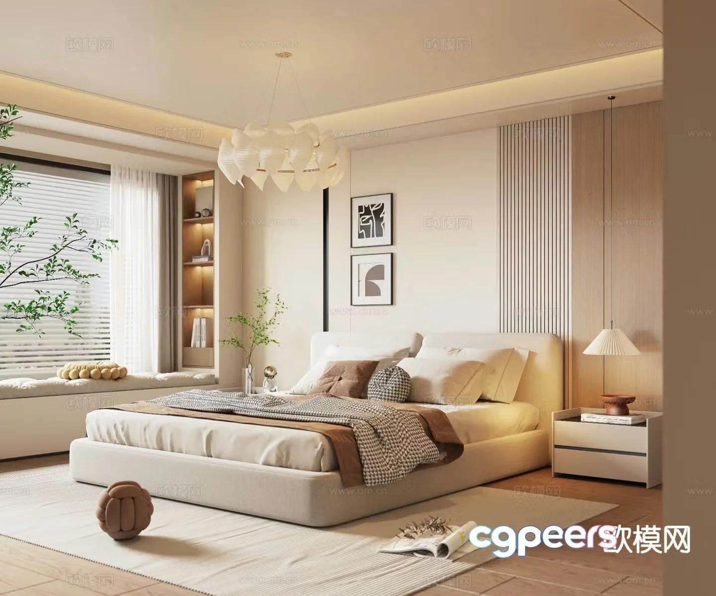 Cream style bedroom master bedroom 3d model