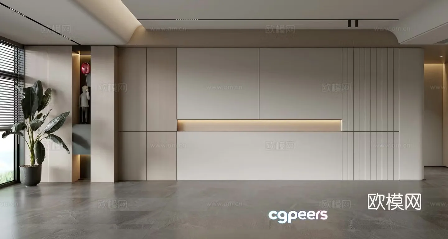Modern sofa background wall 3d model