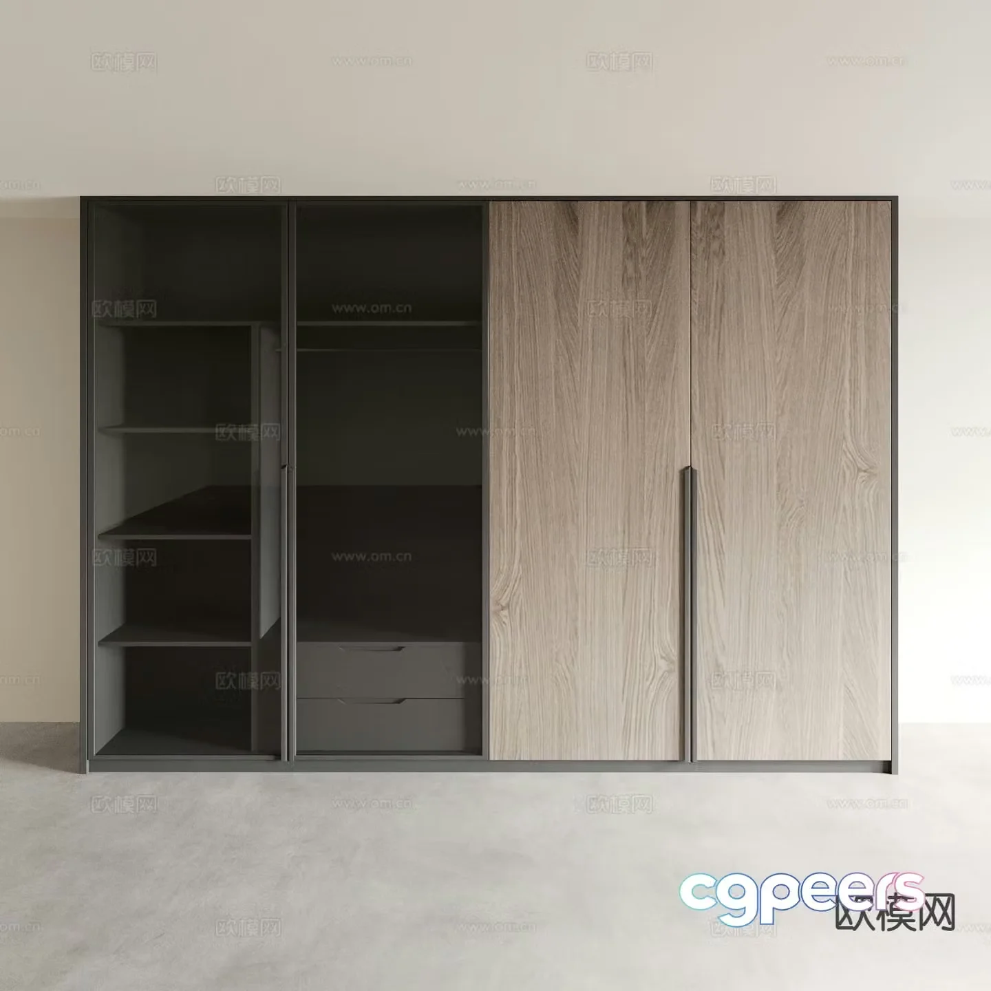 Italian style wardrobe glass wardrobe 3d model
