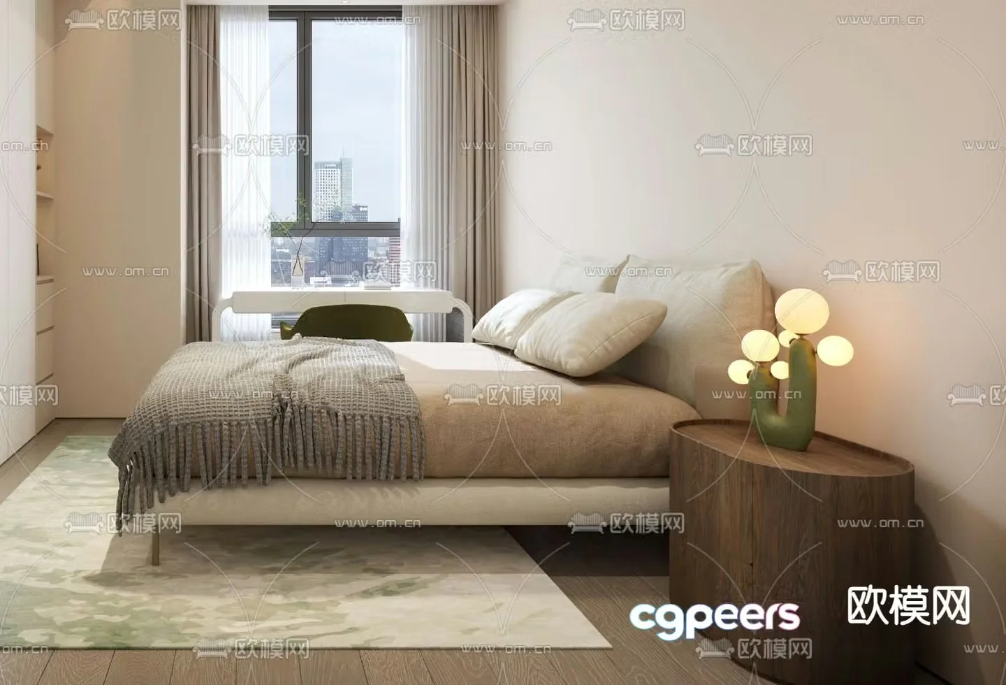 Modern double bed 3d model