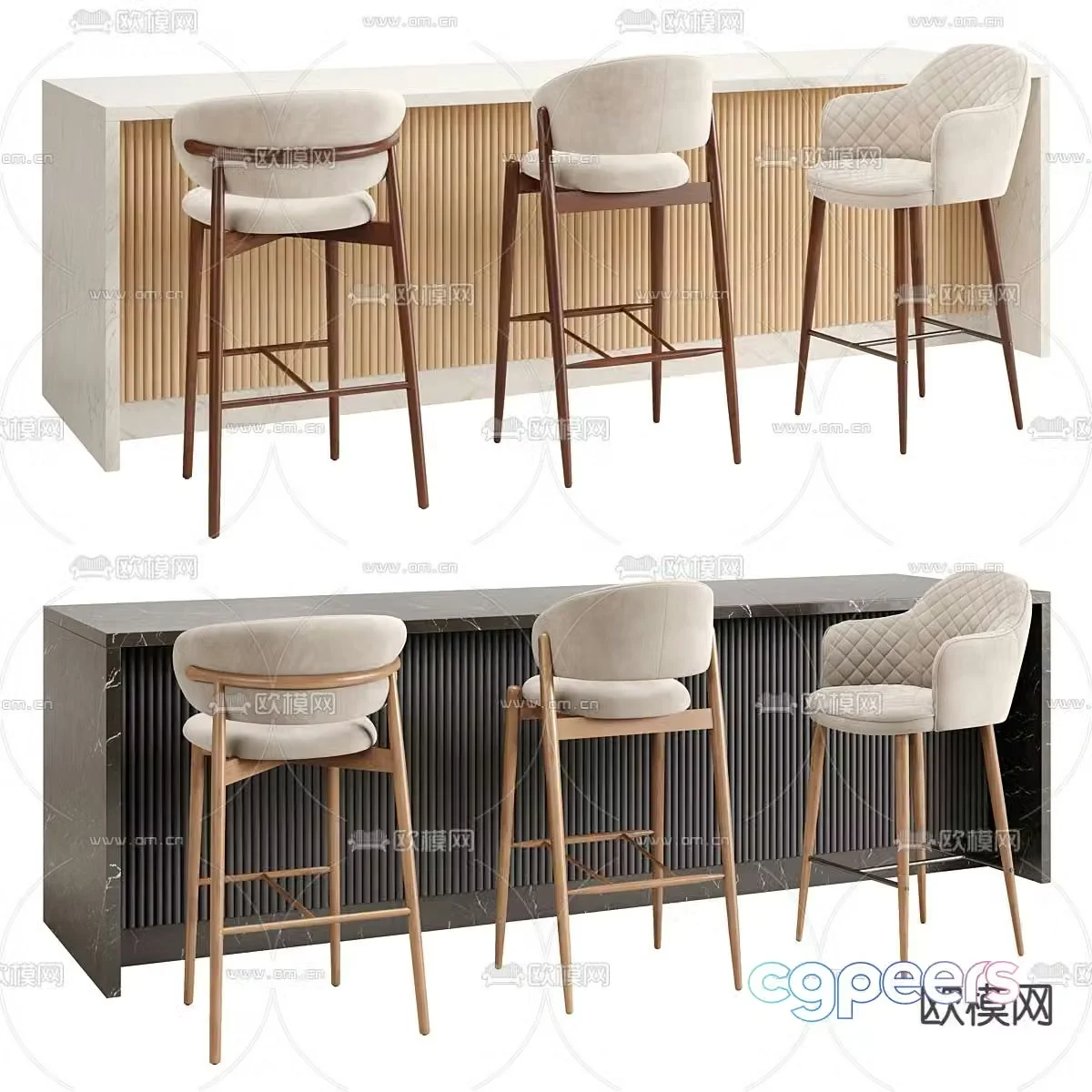 Modern bar counter bar stool bar chair 3d model