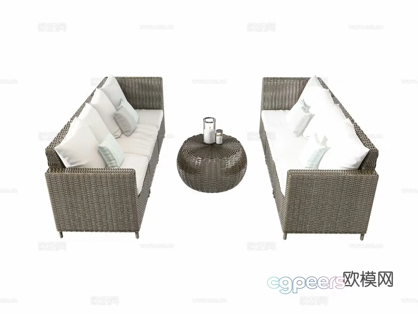 Modern outdoor sofa coffee table combination 3d model