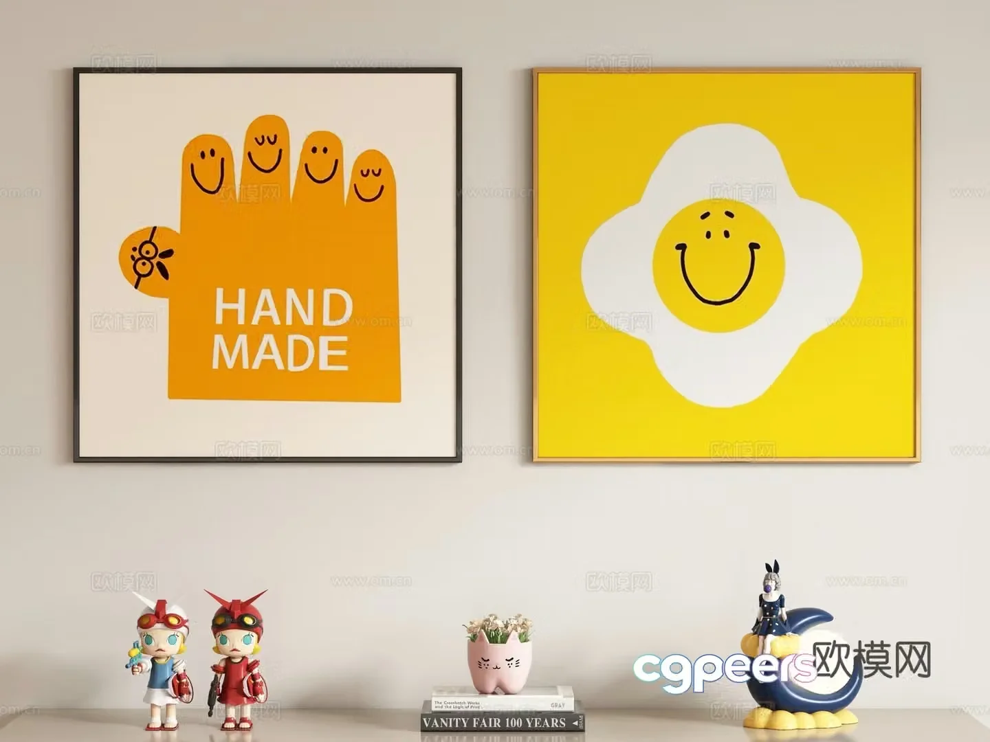 Creamy style children’s decorative painting hanging painting 3d model