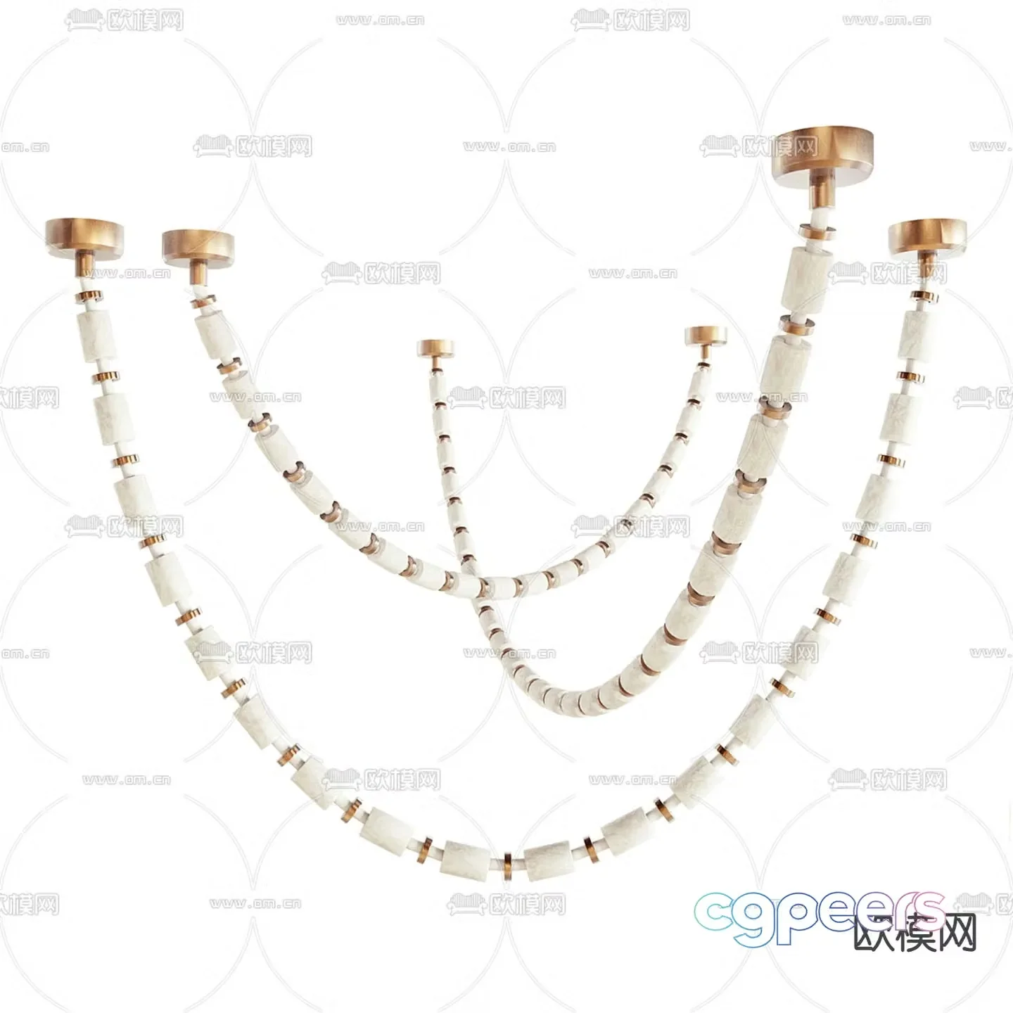 Modern long chandelier 3d model