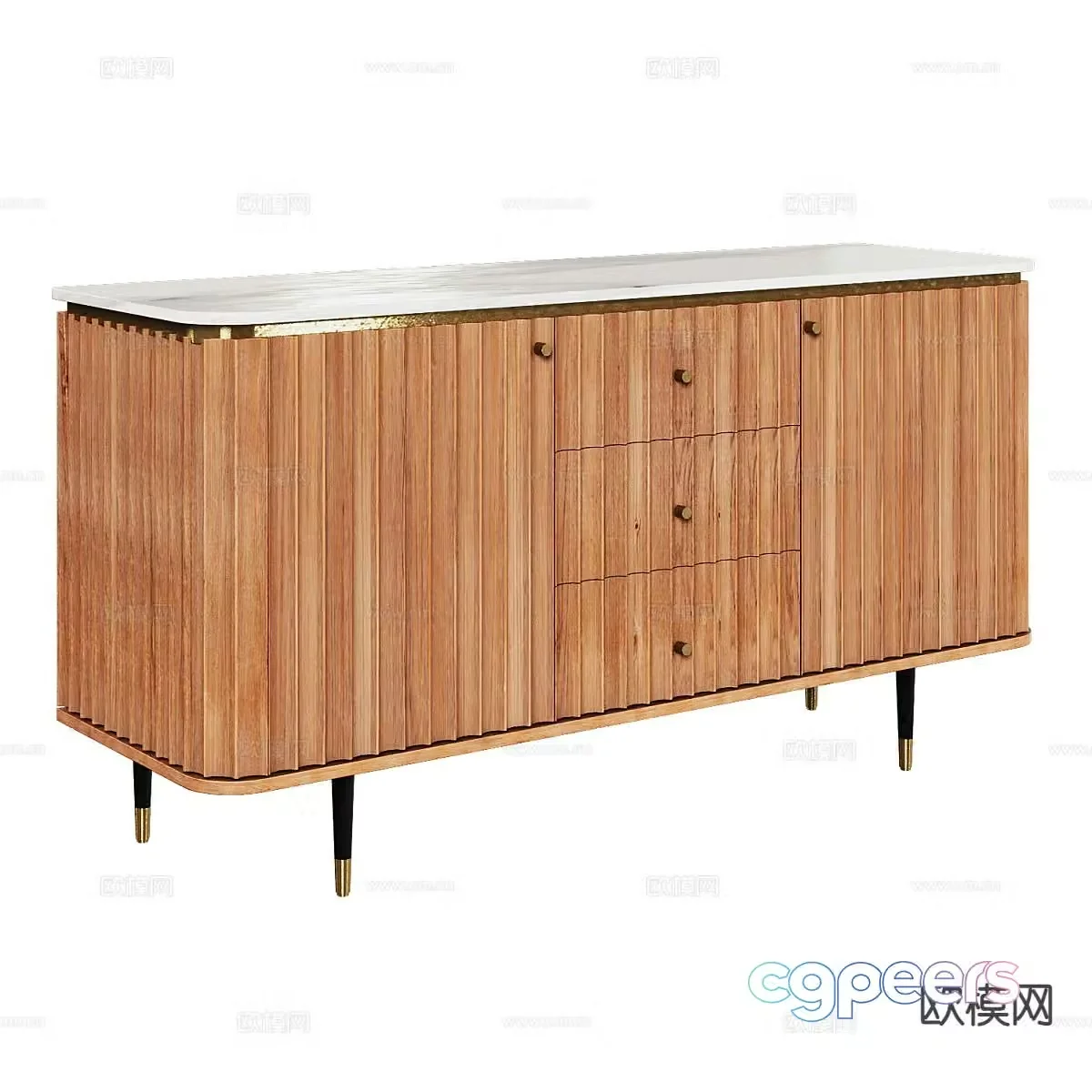 Nordic entryway cabinet wooden cabinet 3d model