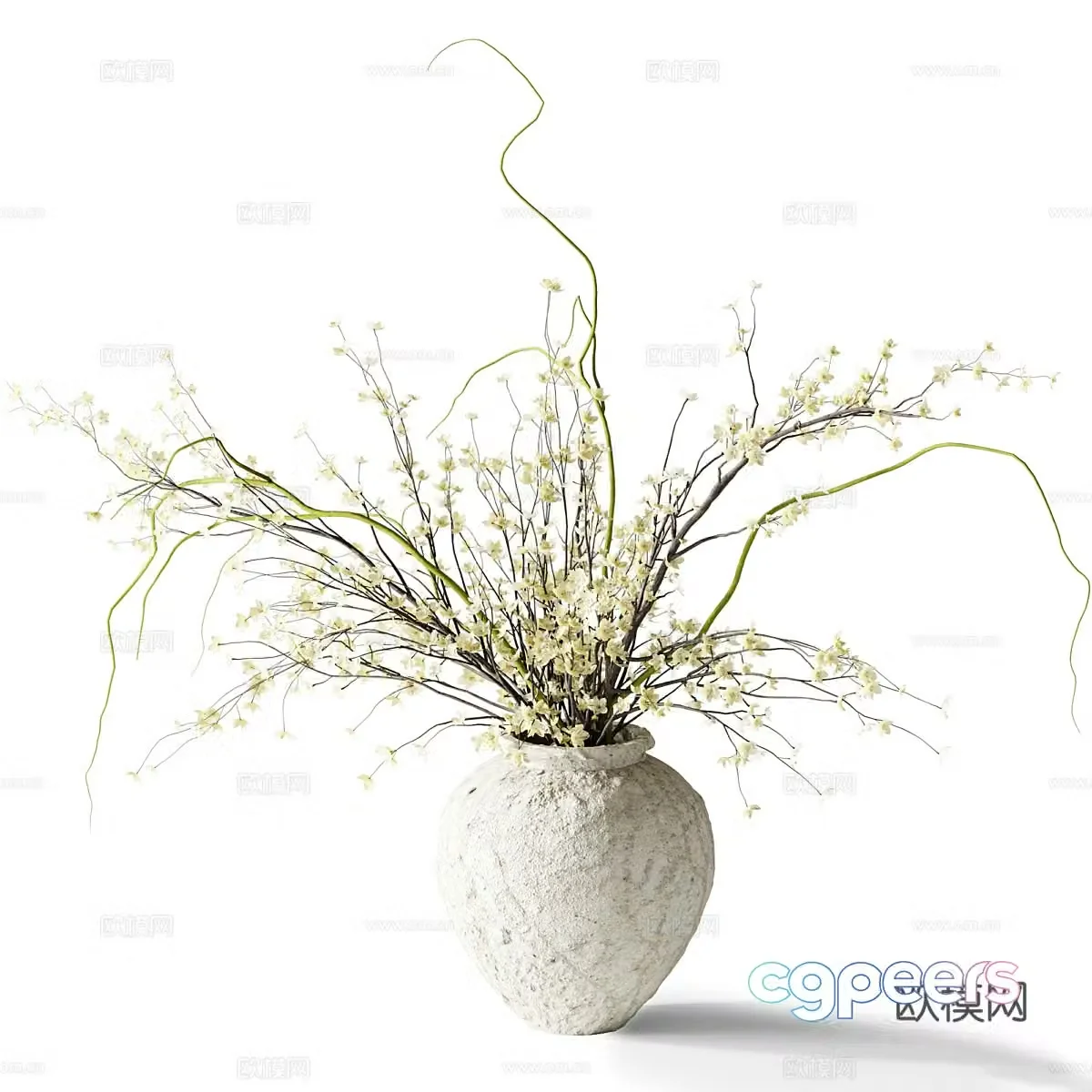 New Chinese style waive vase flower art 3D model