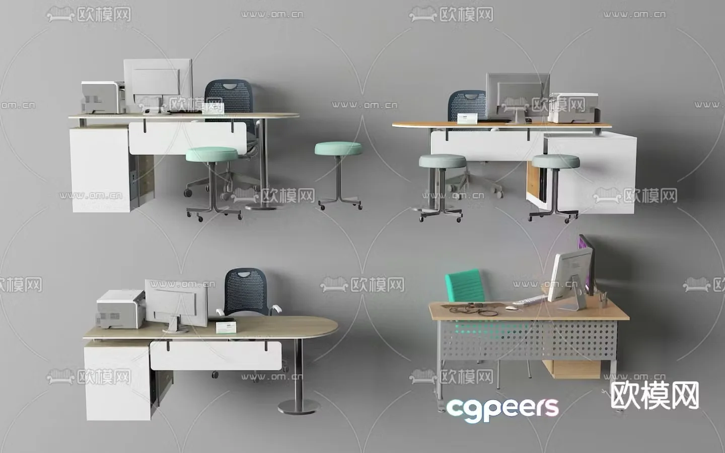 Modern office desk desk 3d model