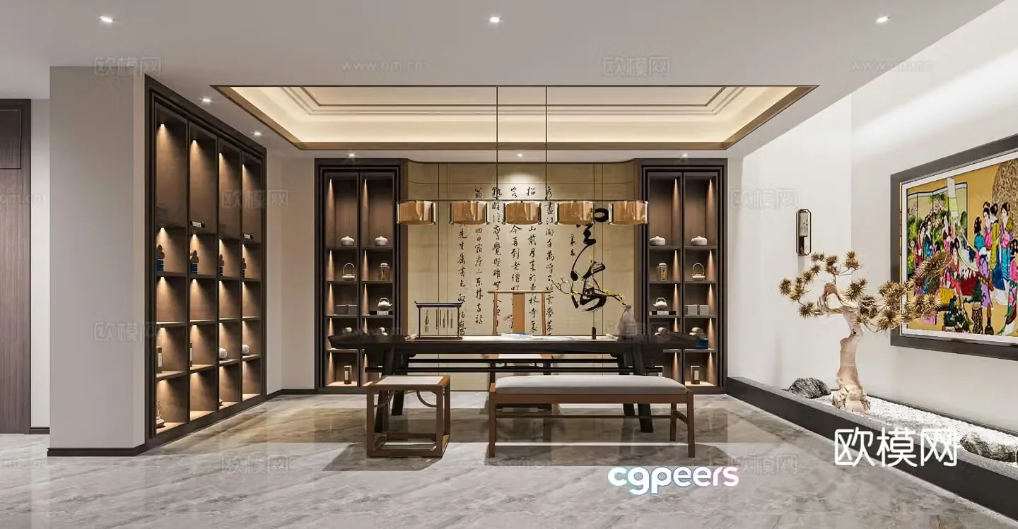 New Chinese style study 3D model
