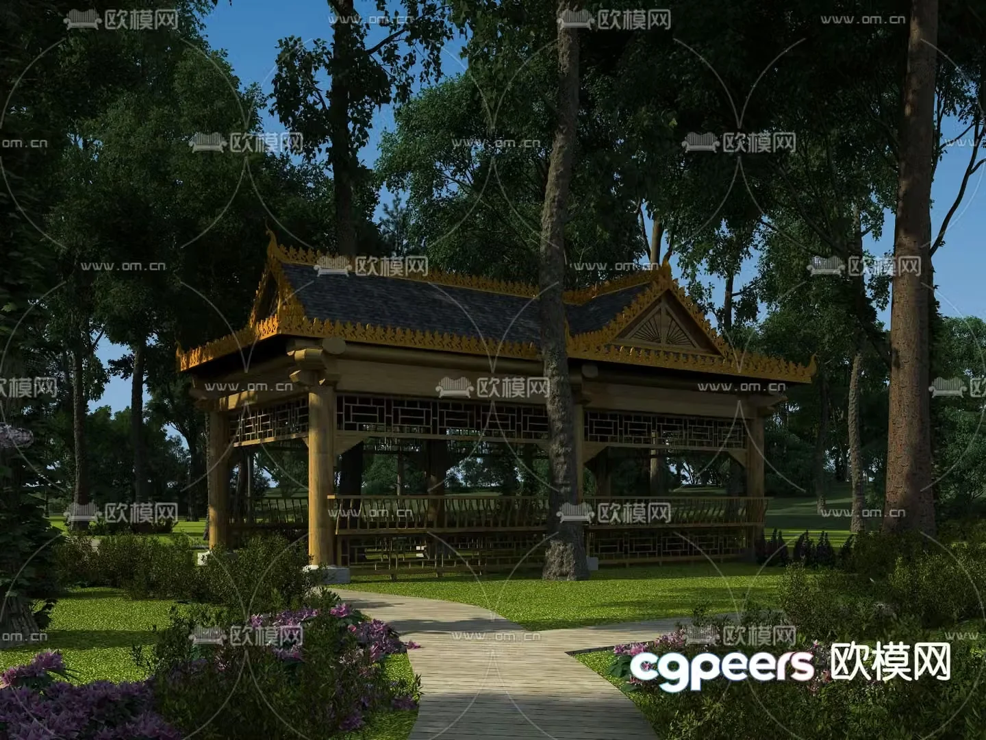 Chinese style pavilion leisure pavilion landscape sketch 3D model