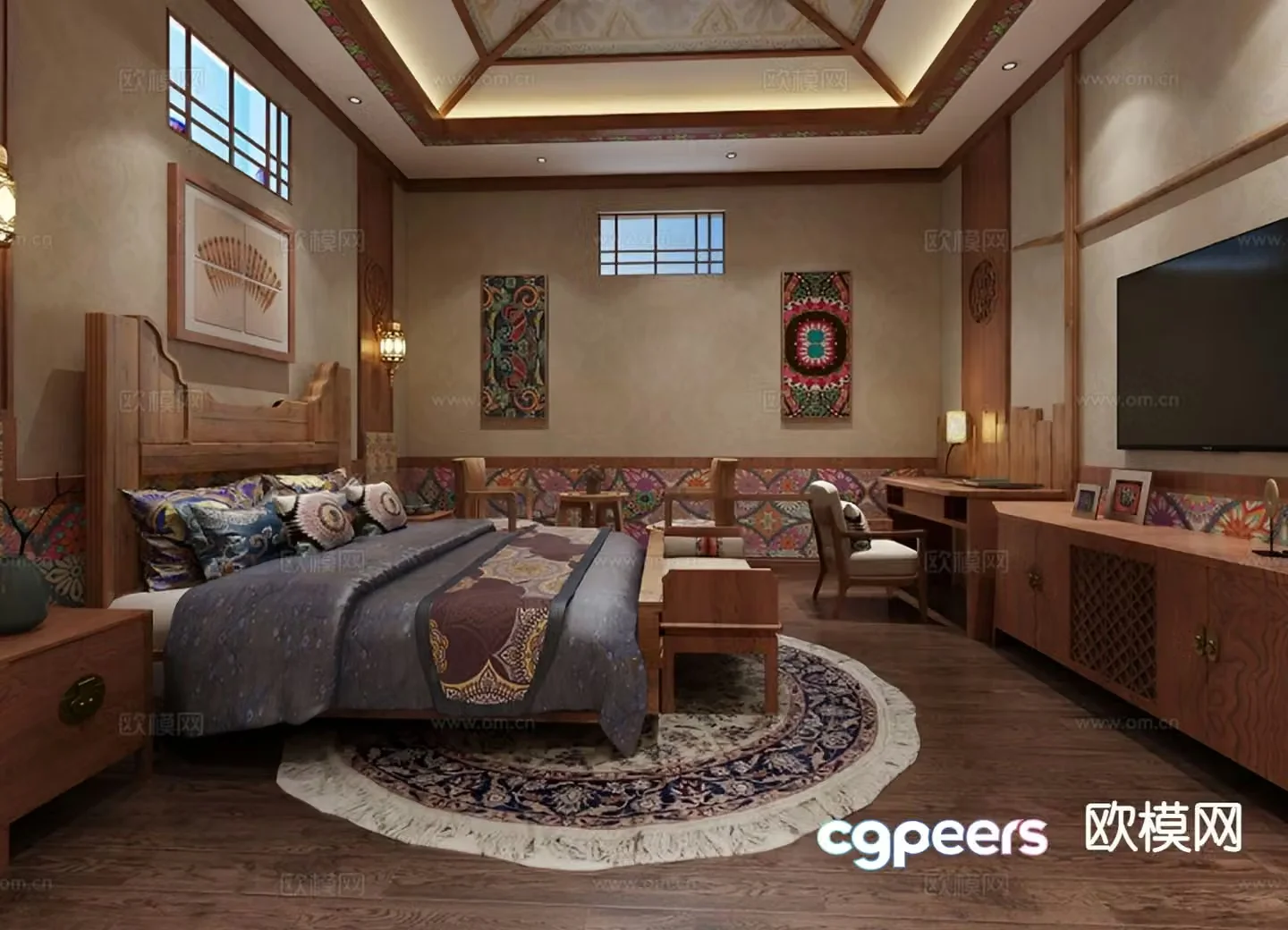 Ethnic style bedroom master bedroom 3d model