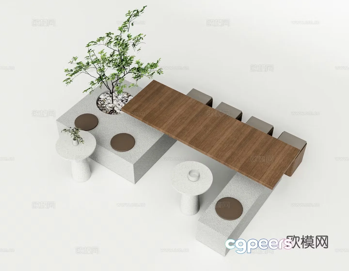 Modern outdoor landscape seating 3d model