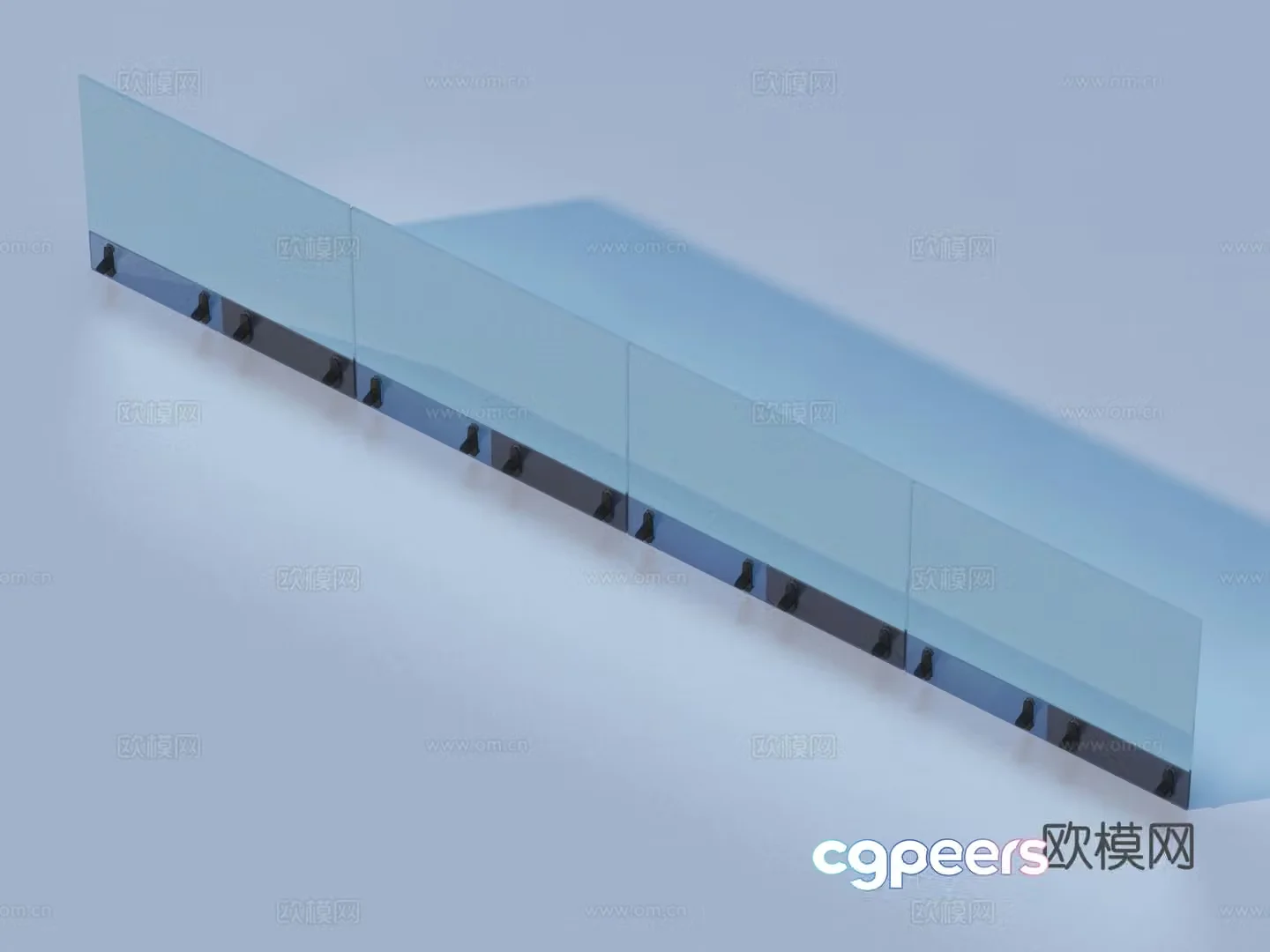 Glass Rail Handrail Fence Guardrail Railing 3d Model