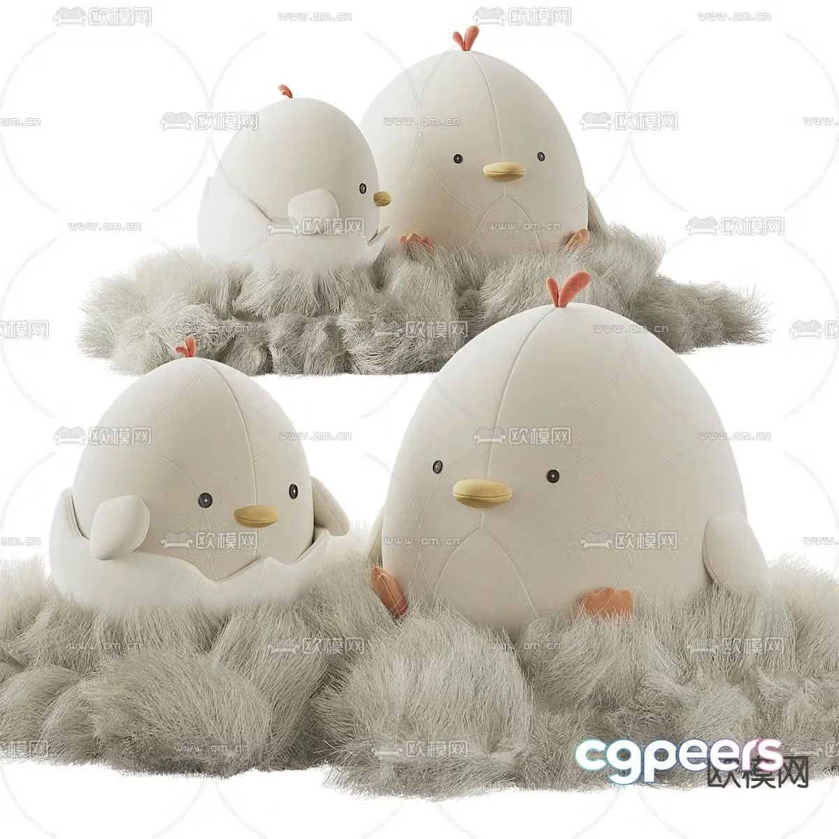 Chicken plush toy doll ornaments 3D model