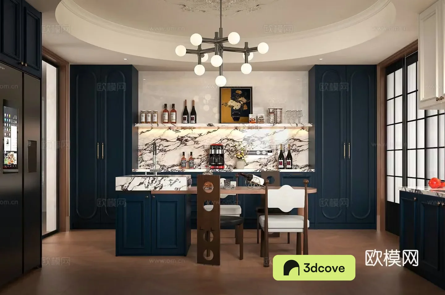 French retro western kitchen medieval Nanyang kitchen restaurant French medieval island dining table French complex