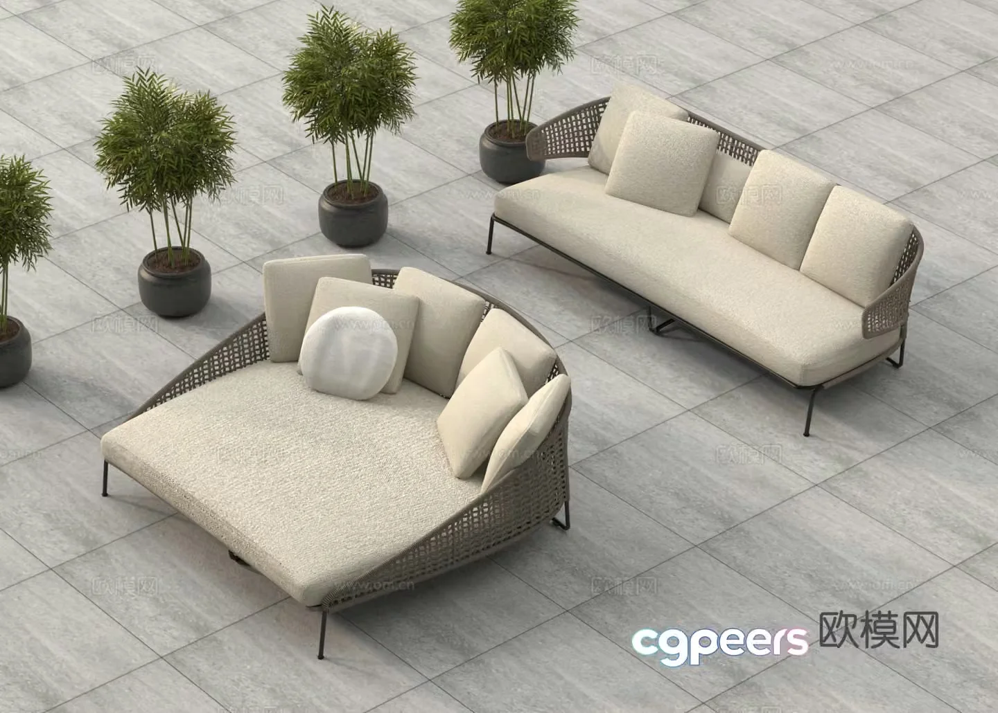Outdoor sofa casual sofa garden sofa 3d model