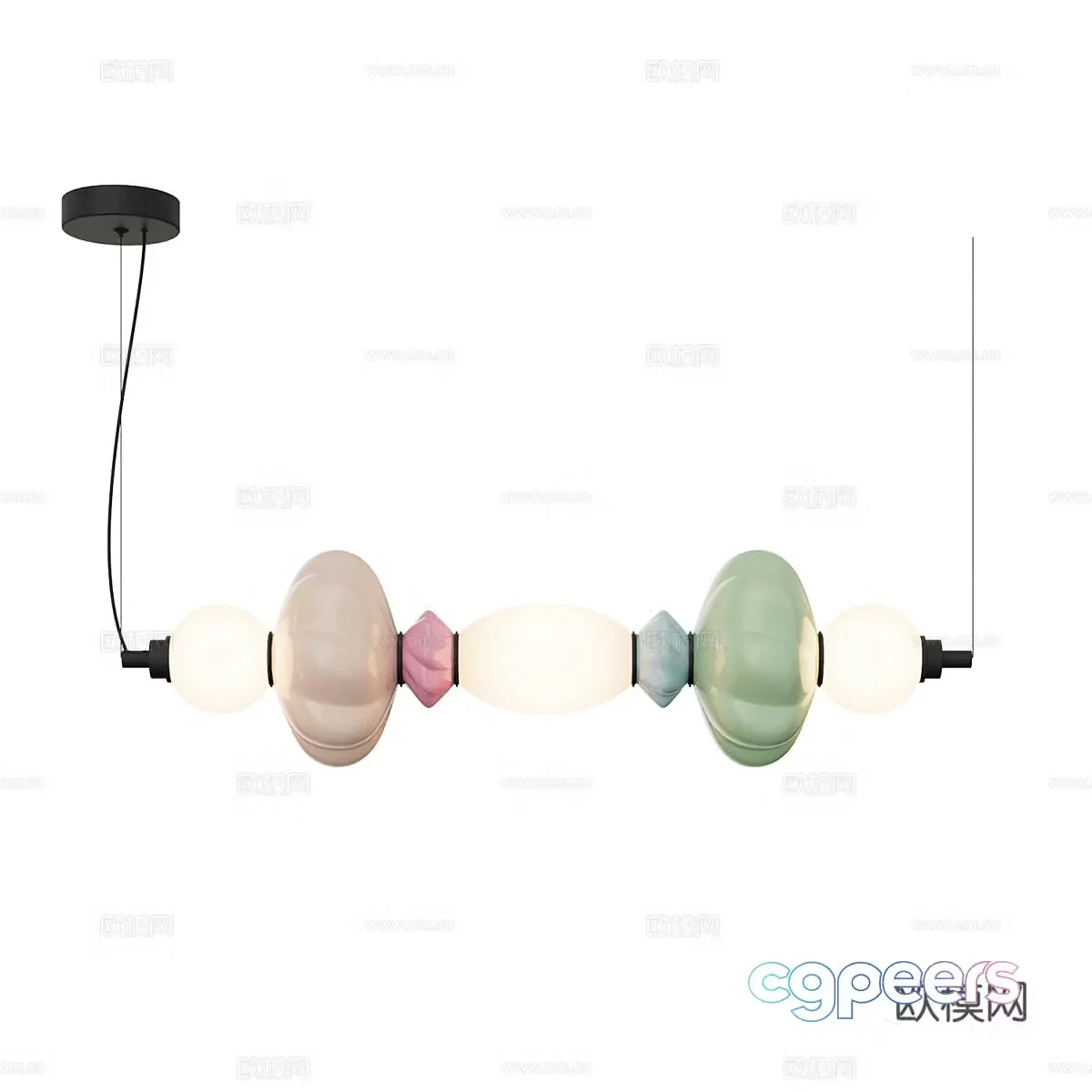Creamy wind bead chandelier 3d model