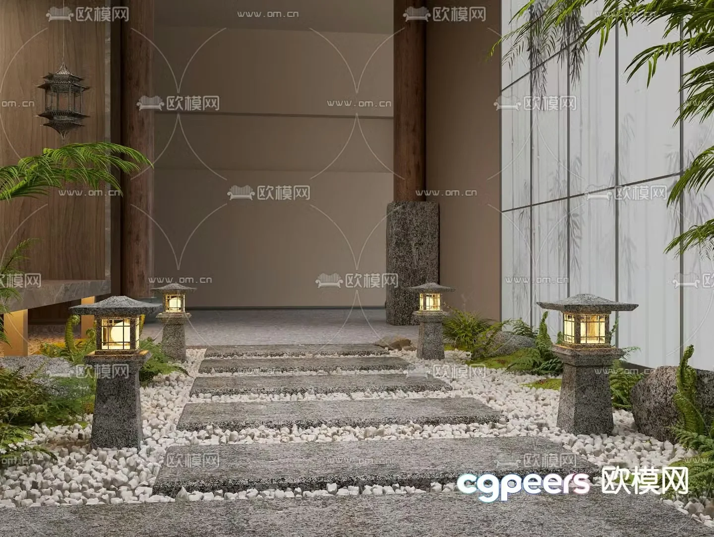 Chinese Tingbu bluestone slab slate cobblestone gravel sketch 3D model