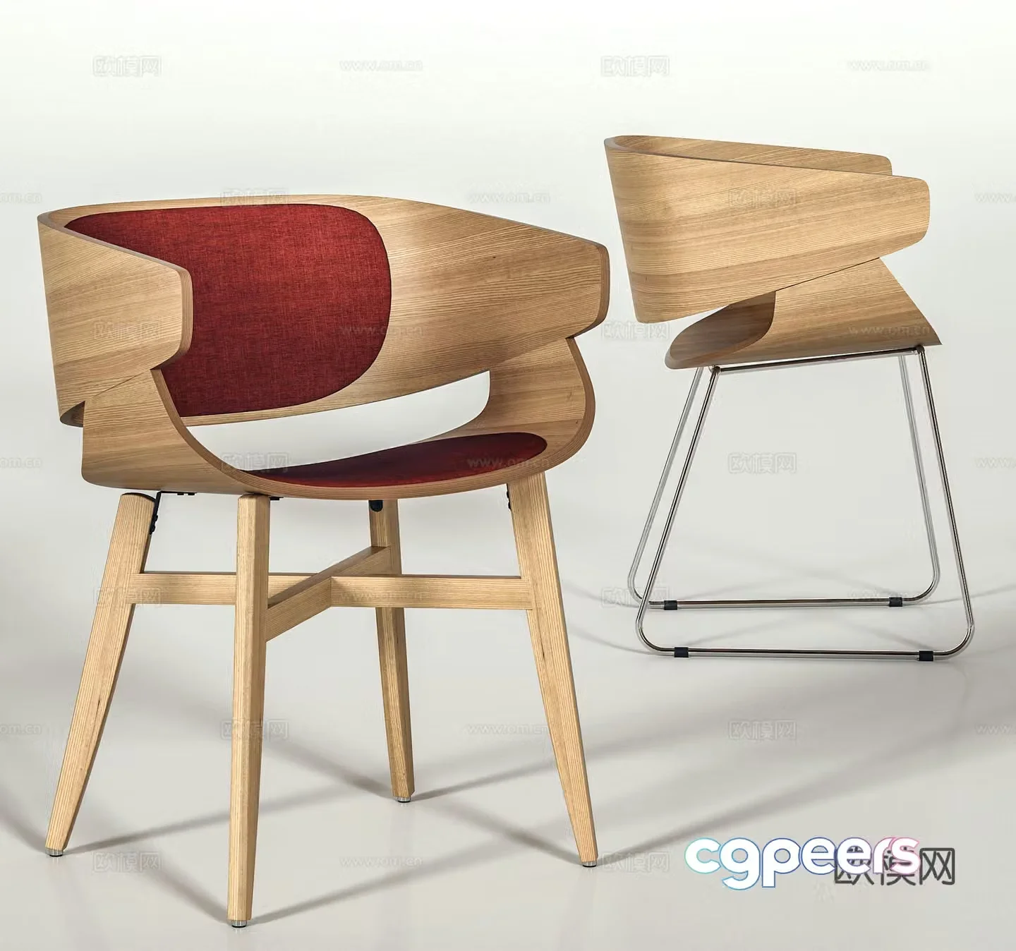 Modern leisure chair wooden chair children’s dining chair 3d model