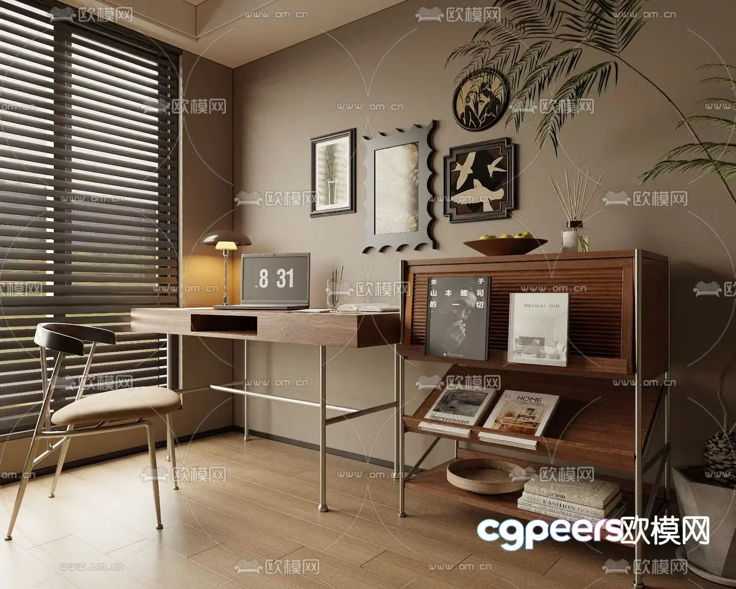 Middle style desk 3D model