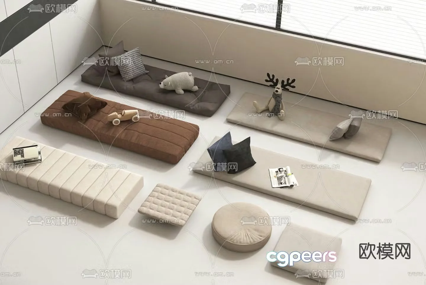 Seat cushion bay window cushion sofa cushion 3D model