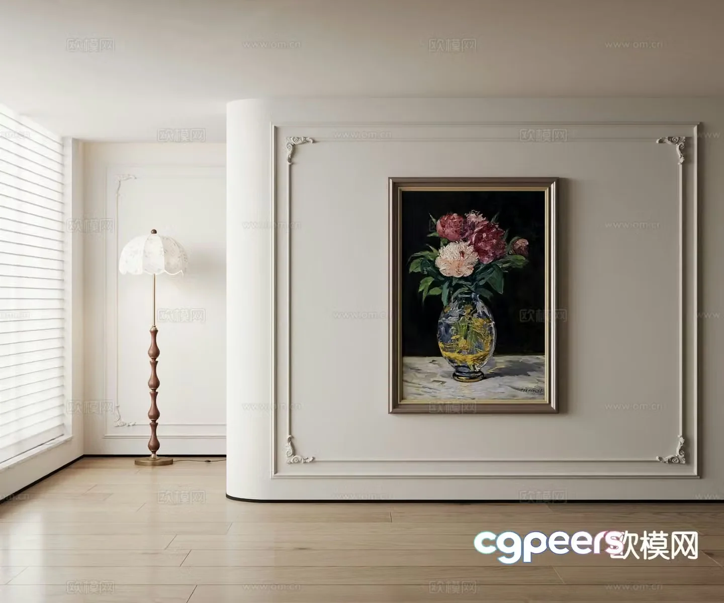 American decorative painting vase oil painting 3d model