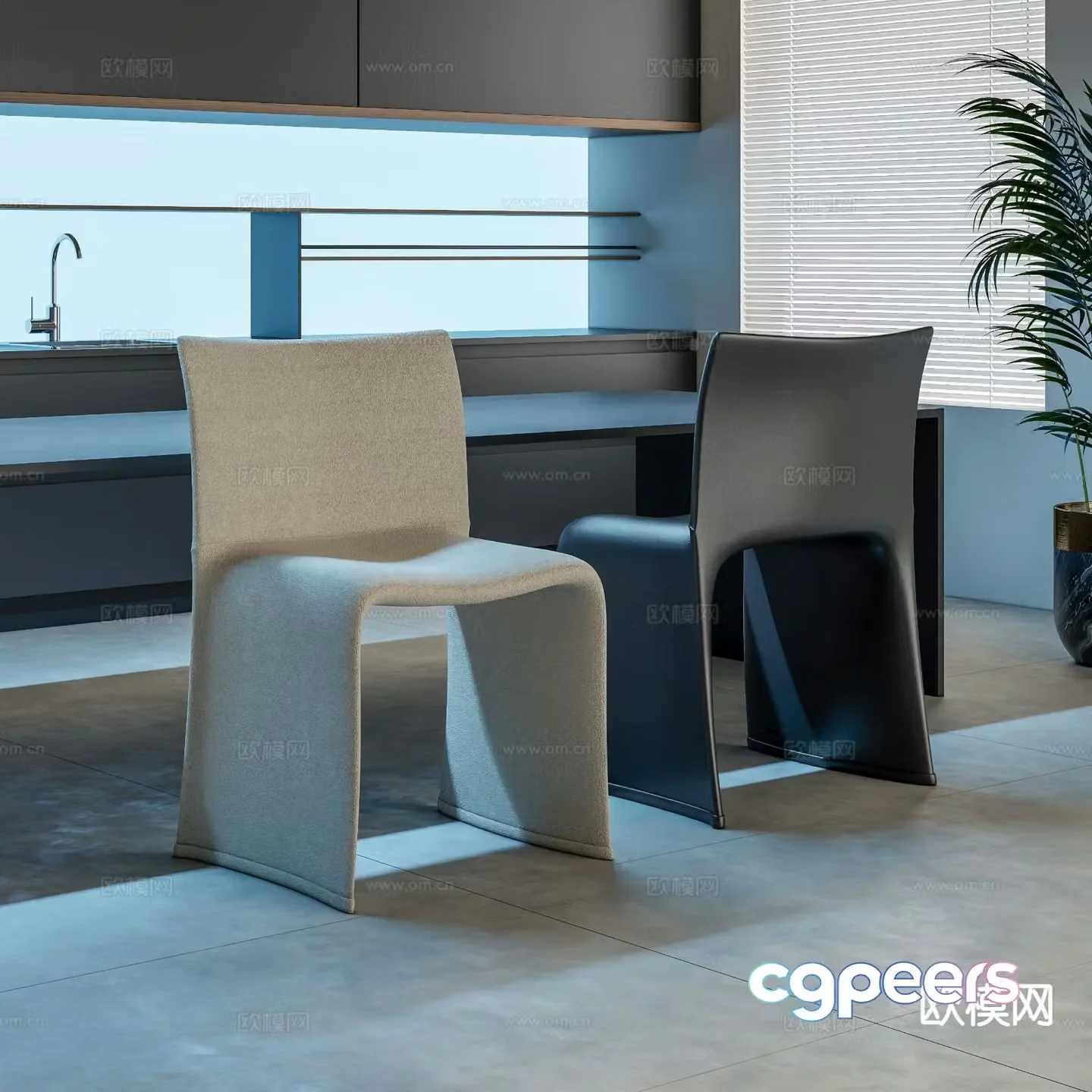 Modern chair leisure chair dining chair 3d model