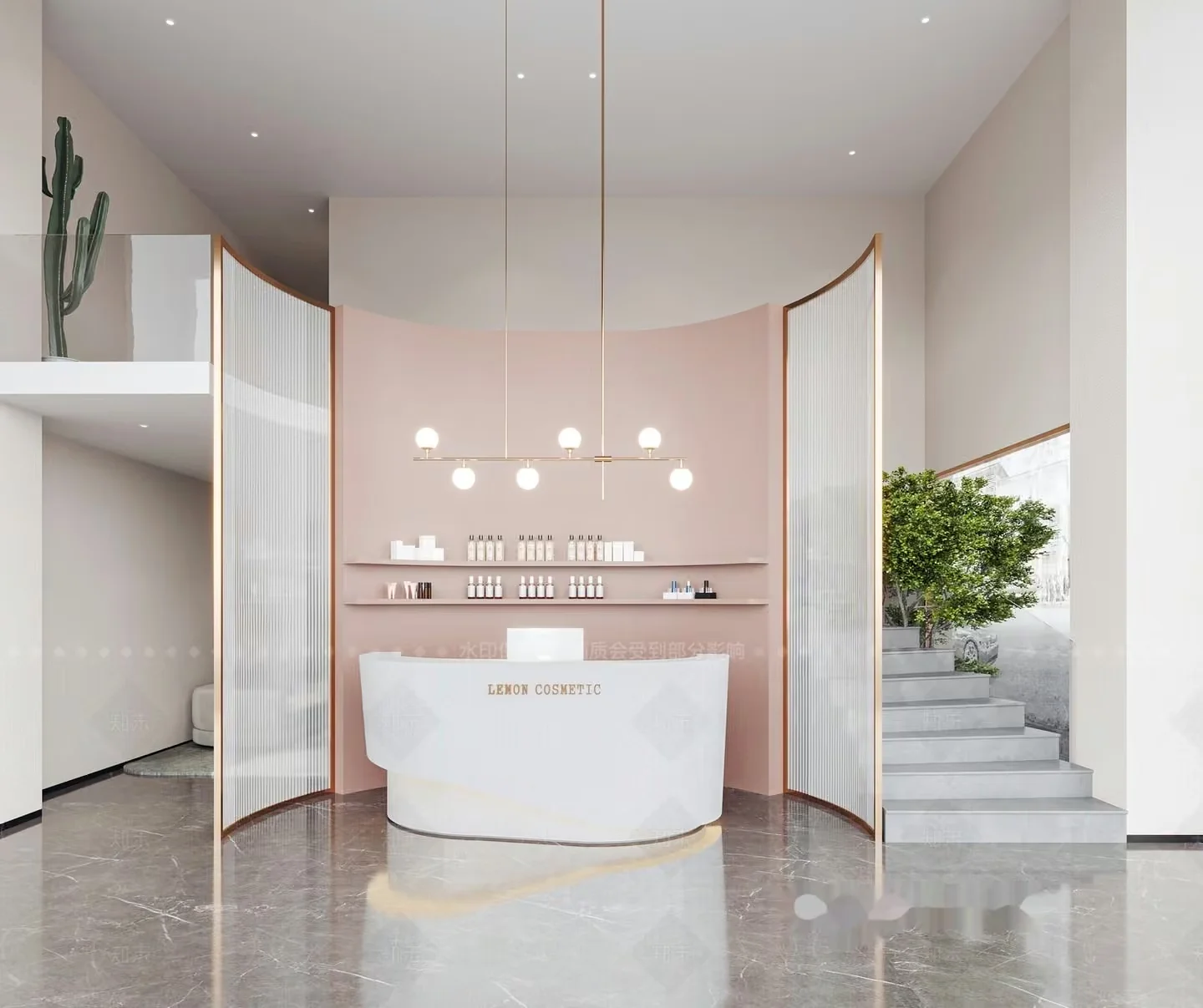 A Modern White Reception Desk 3D Model – 21882 – VRAY Render