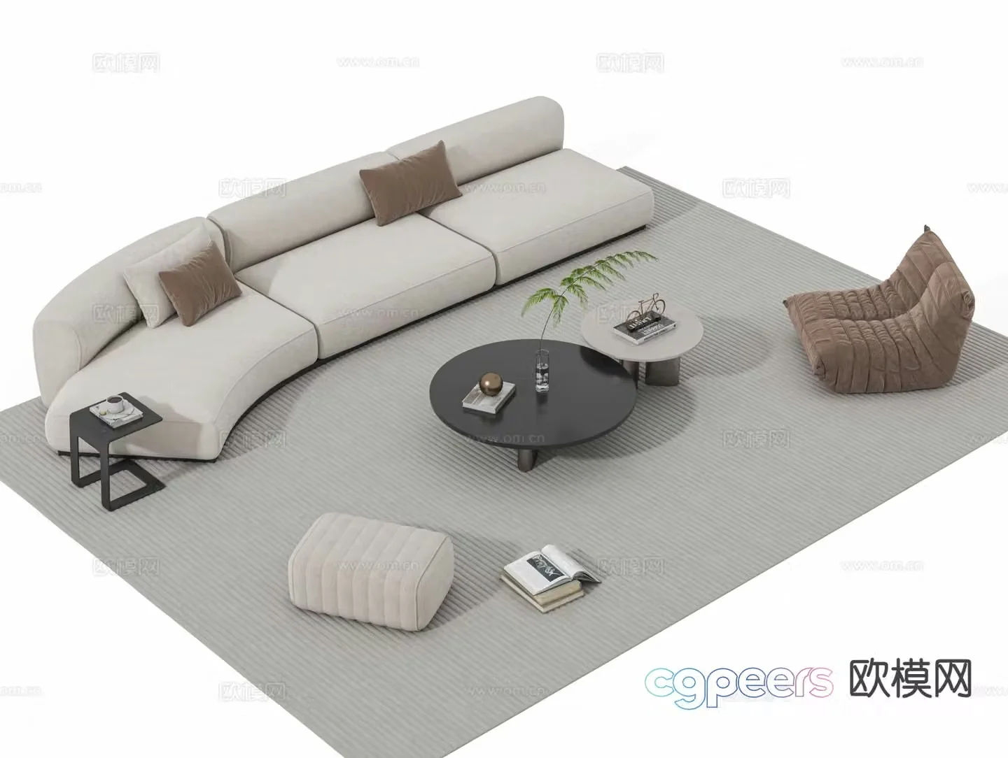 Cream style sofa modular sofa 3d model