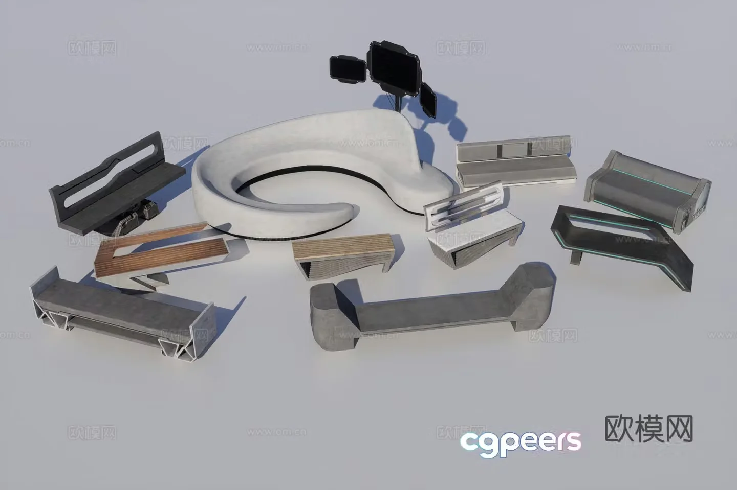 Outdoor chair science fiction seat 3D model