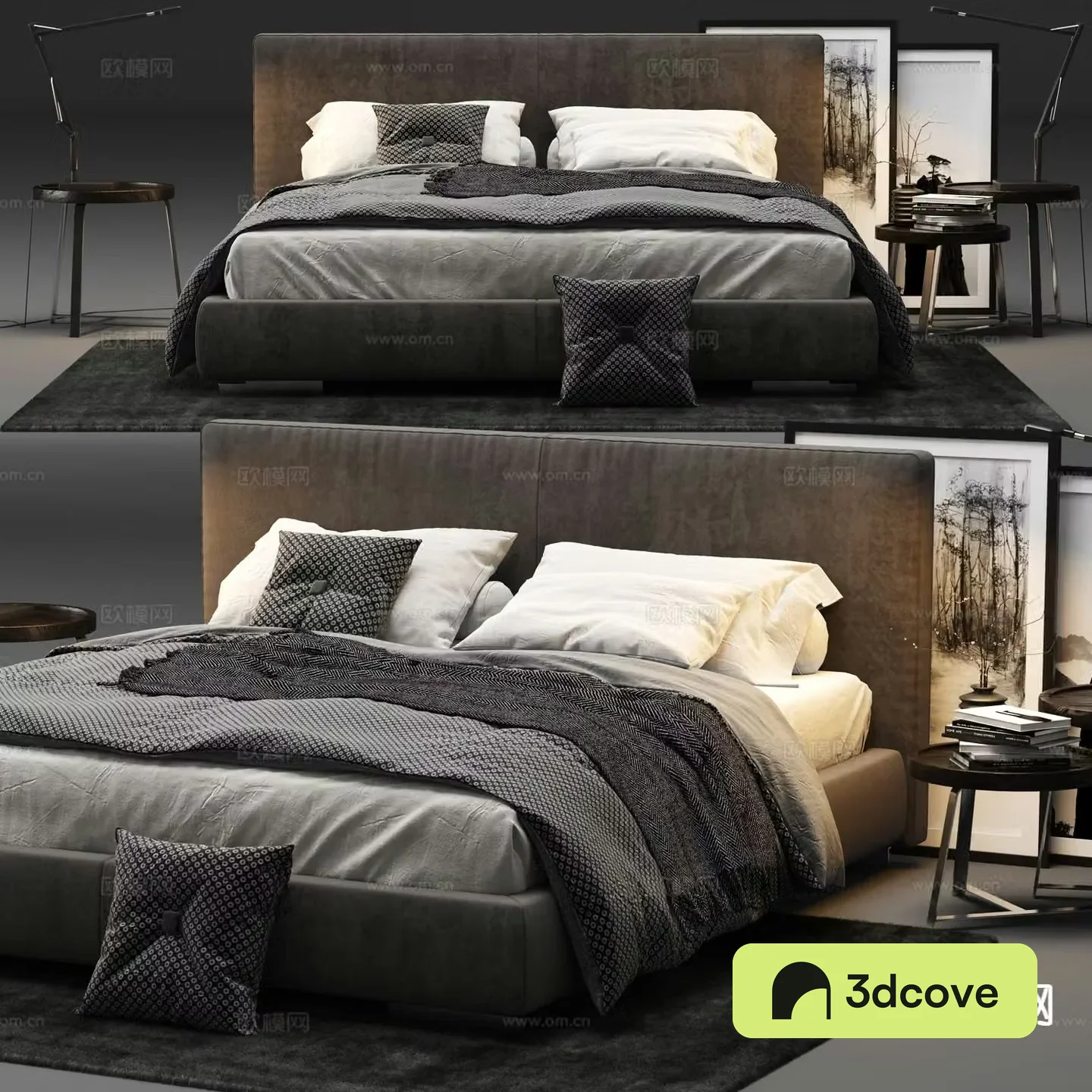 Premium gray double bed