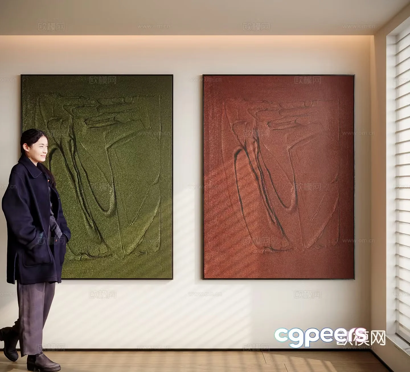 Modern minimalist decorative painting 3d model