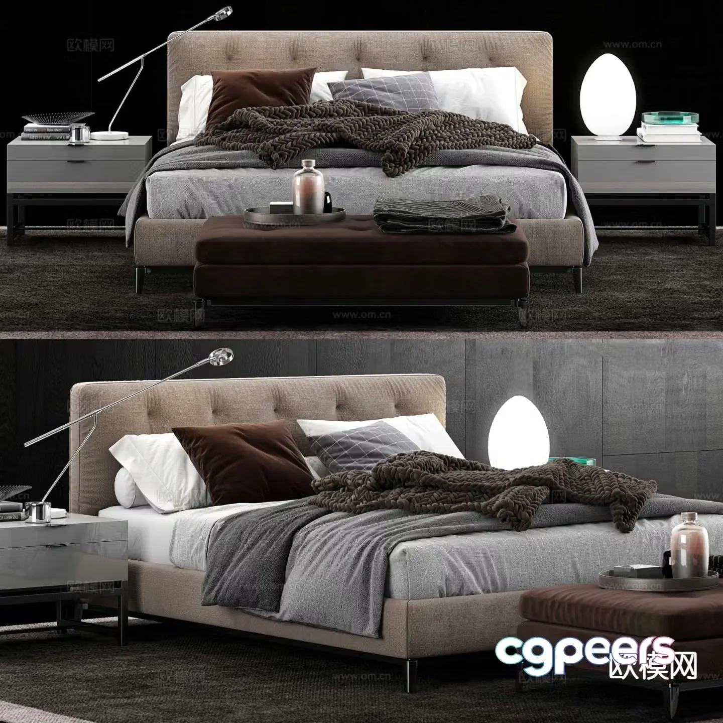 Italian double bed 3d model