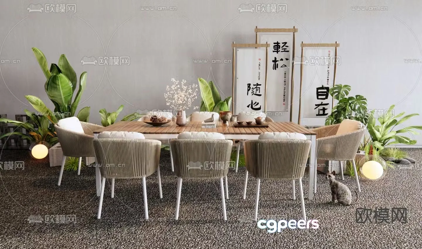 Outdoor tables and chairs commercial outdoor 3d model