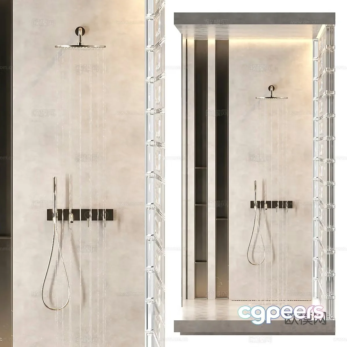 Modern minimalist shower room 3d model