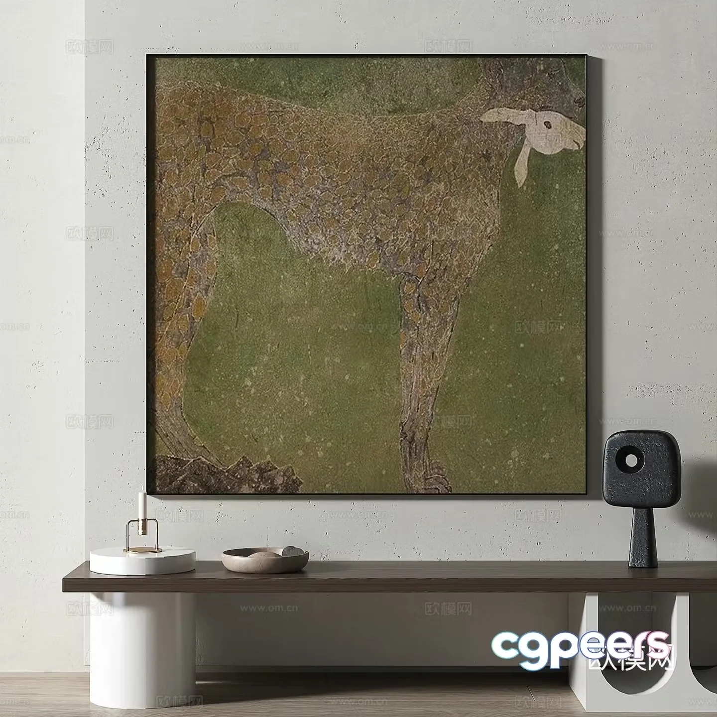 Modern medieval abstract light luxury retro oil painting decorative painting 3d model