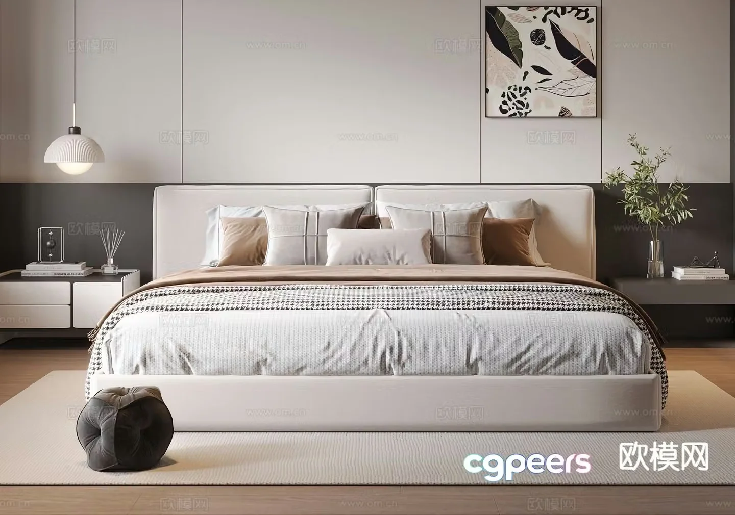 Modern double bed 3d model