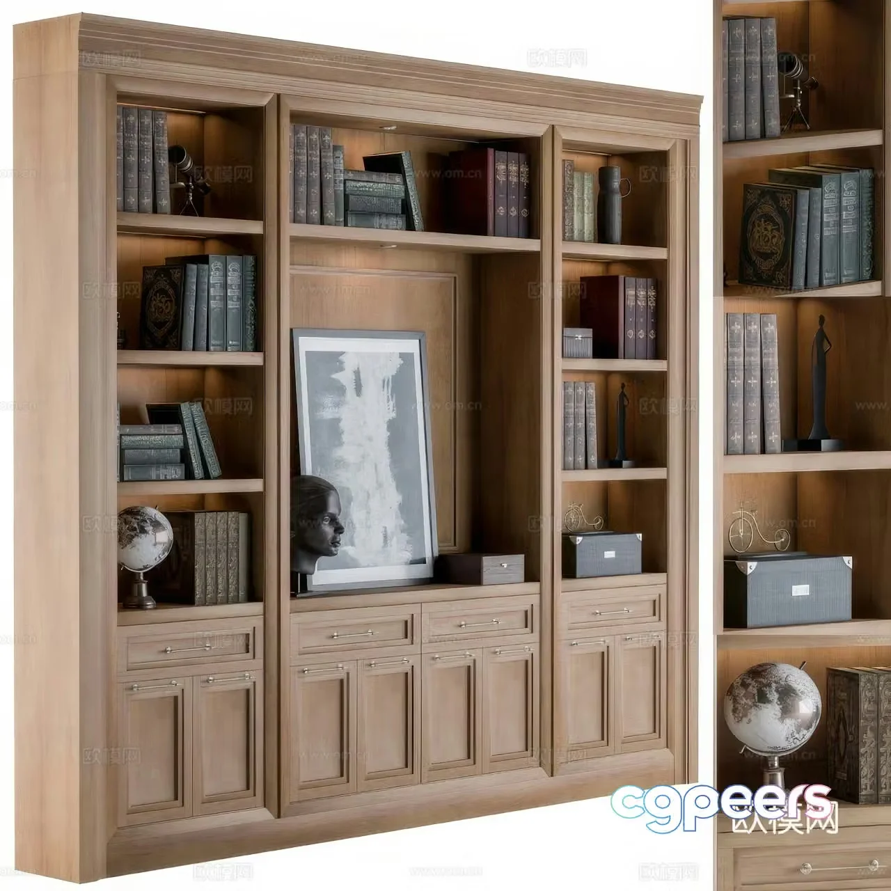 American retro bookcase 3d model