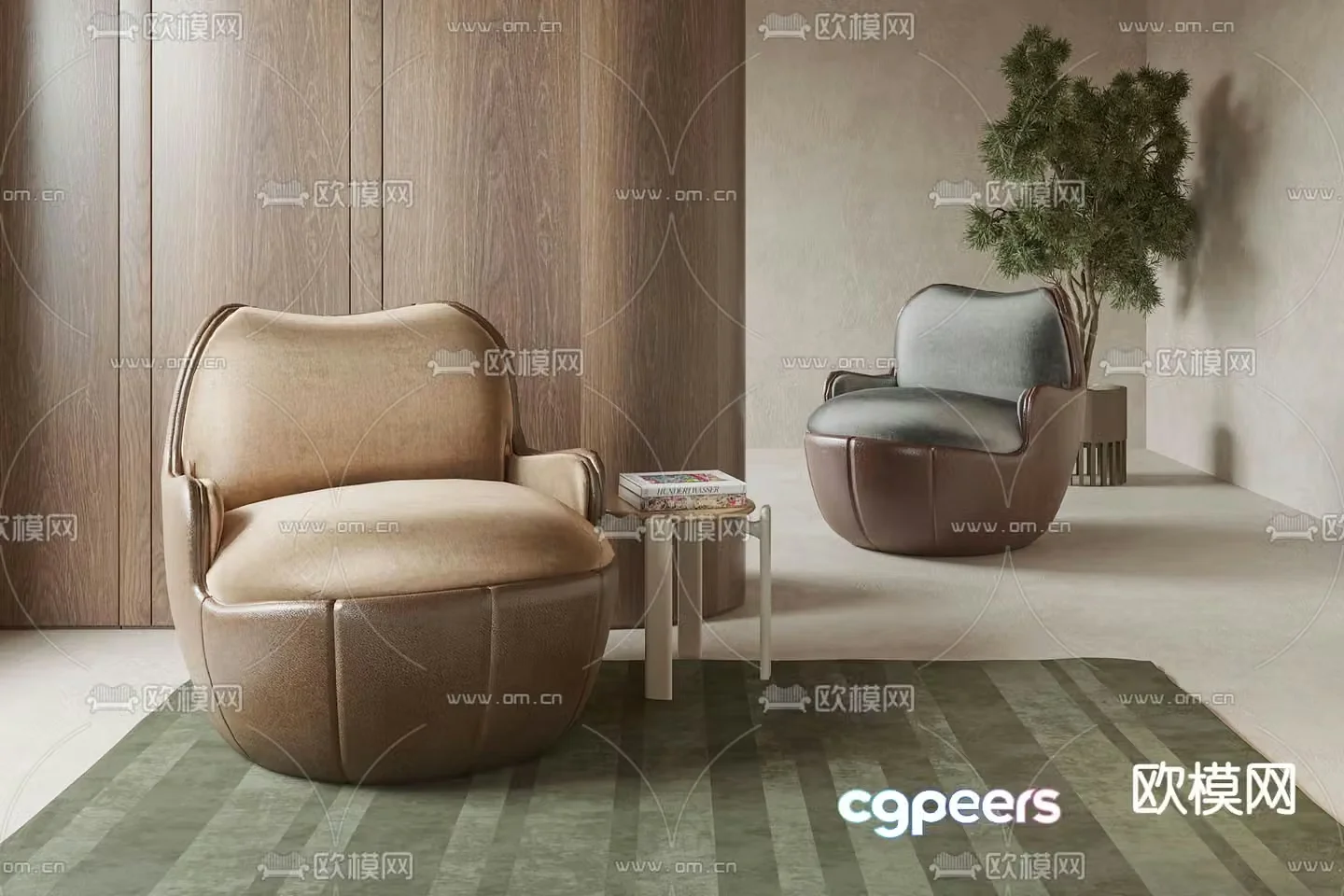 Minotti leather lounge sofa 3d model