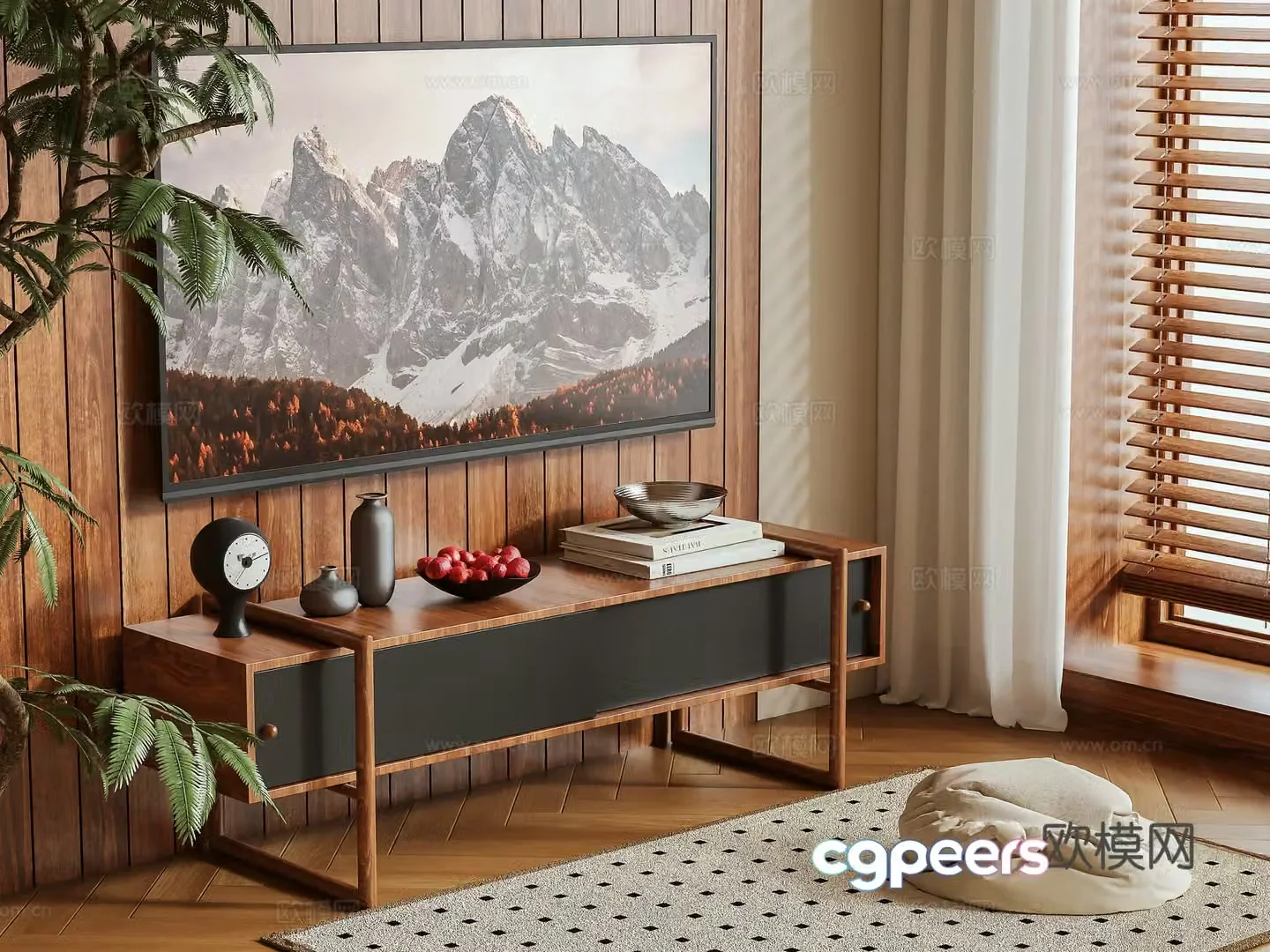 Middle-aged TV cabinet 3D model
