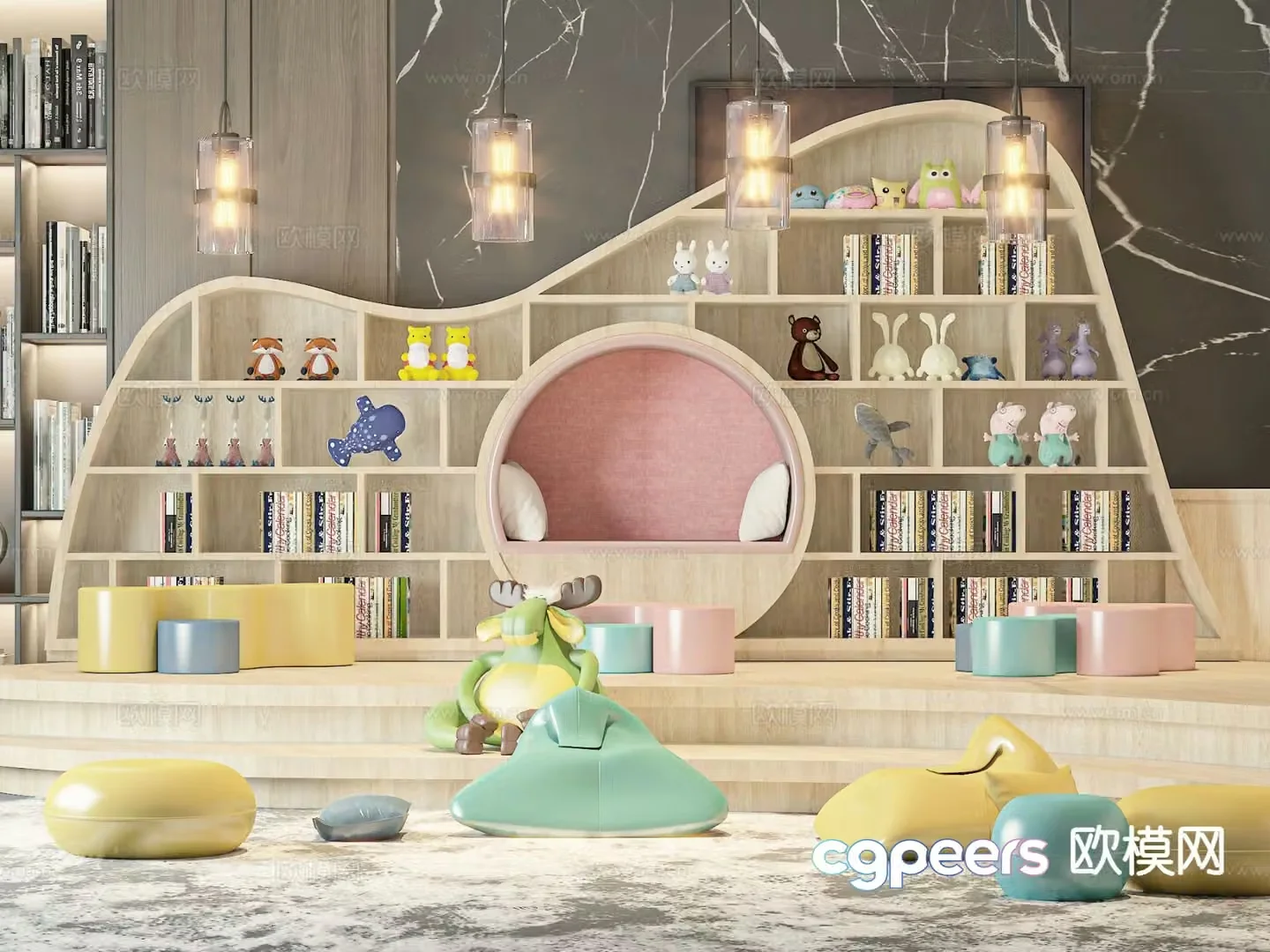 Children’s bookcase bookshelf 3d model