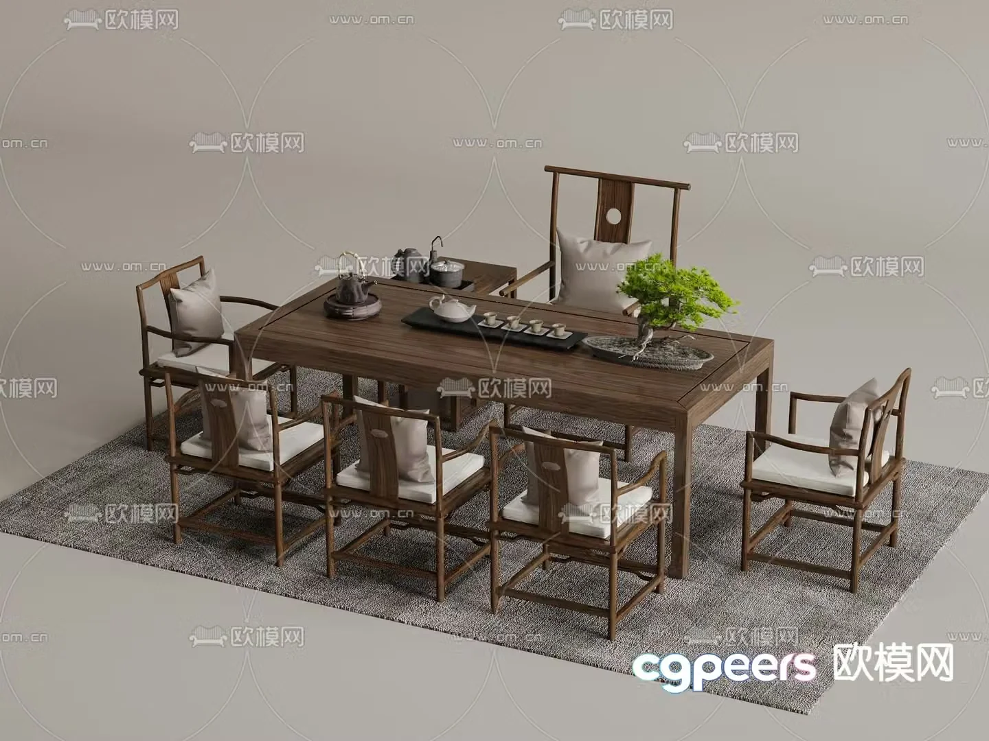 New Chinese style tea table tea table 3d model