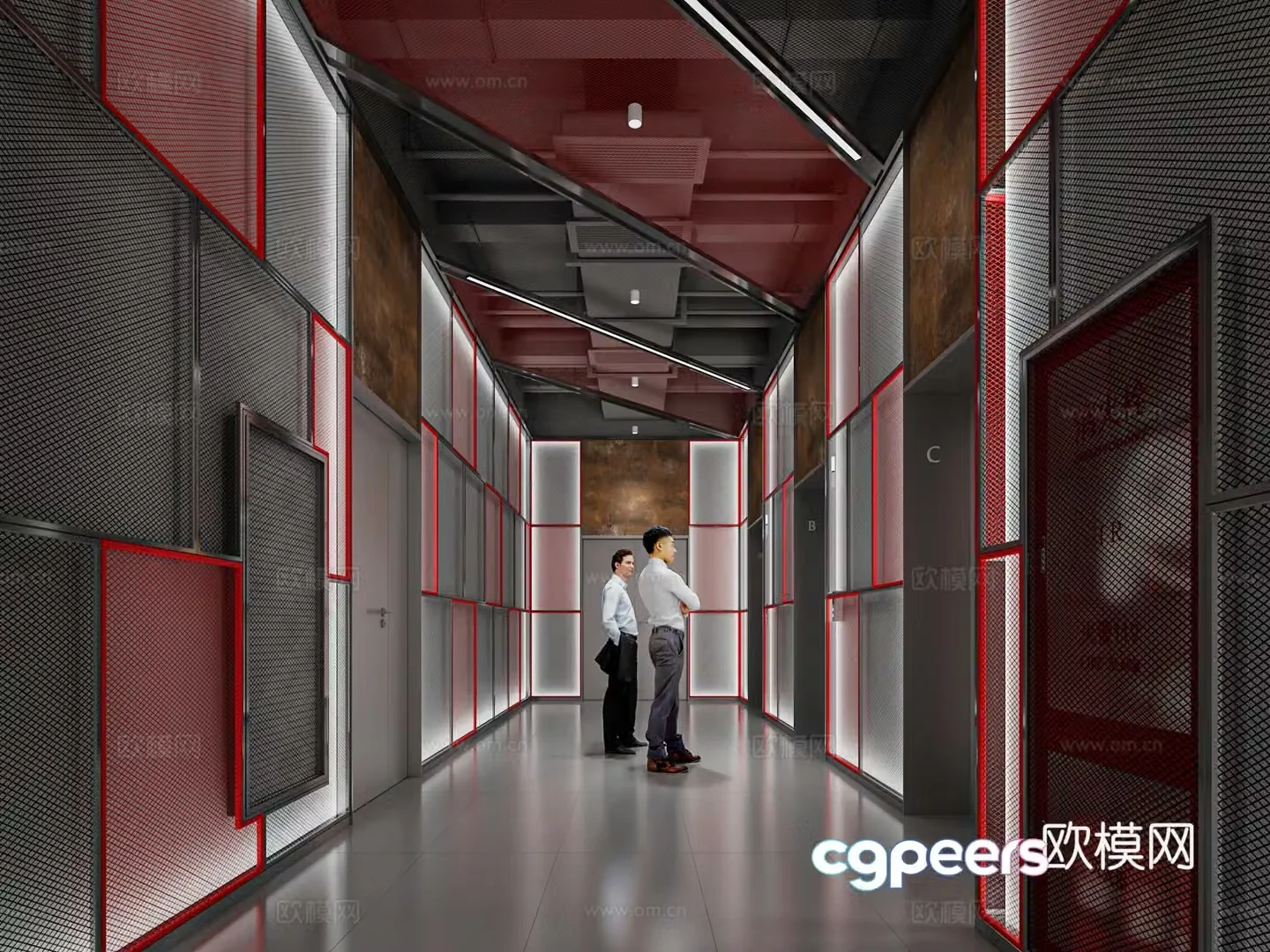 Industrial style elevator room 3d model